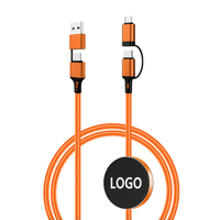 Nouveau Câble de Charge Tressé LED 4-en-1 avec Logo Lumineux 60W 3A USB Type-C Charge Rapide, Cadeau d'Affaires Personnalisé avec Logo