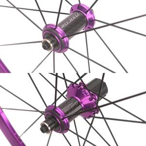 Juego de ruedas de bicicleta de carretera RUJIXU 700C, llanta morada de aleación de aluminio, juego de ruedas de freno de disco de freno en V de 30/40/50MM - Product Image 5