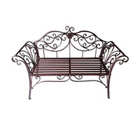 Chaise longue double en métal de style pastoral européen avec dossier pour utilisation en extérieur, cour, balcon, jardin, parc