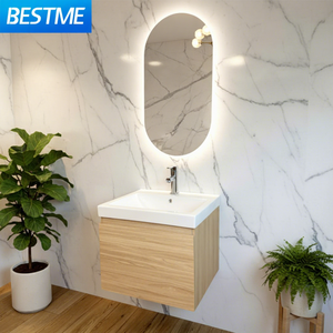 Venta Directa de Fábrica, <span class=keywords><strong>Muebles</strong></span> de <span class=keywords><strong>Baño</strong></span> Modernos y Elegantes de PVC con Aspecto de Madera, Mueble de <span class=keywords><strong>Baño</strong></span> Colgante de Pared con Espejo LED, Lavabo y Mueble para <span class=keywords><strong>Baño</strong></span> - Product Image 1