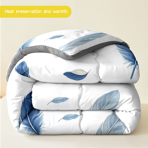Ensemble de literie 3 pièces en microfibre de qualité supérieure, imprimé plumes, respirant, doux pour la peau, toutes saisons, couette et taies d'oreiller chaudes et lavables - Product Image 4