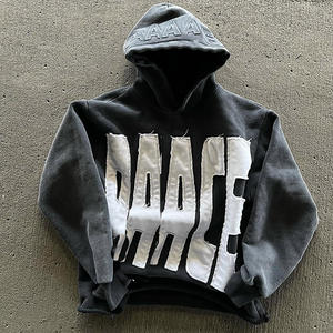 Sweat à capuche personnalisé de haute qualité délavé au soleil et à l'acide 100% coton Vintage Distressed Zipper Up Sweats à capuche surdimensionnés Boxy pour homme - Product Image 2