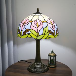Lampe de table en verre teinté <span class=keywords><strong>Calla</strong></span> Lily de 12 pouces, lampe de lecture de chevet pour chambre à coucher, bureau, style Tiffany, lampes de bureau rétro - Product Image 5
