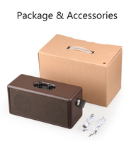 Altavoz inalámbrico BT de diseño Retro, superficie de cuero y mango extraíble, portátil, con batería de 4500 mAh