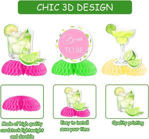 Centrotavola a nido d'ape per addio al nubilato, decorazioni per addio al nubilato con tema Margaritas e Matrimonio, topper da tavolo a forma di anello con diamante per cocktail al limone - Product Image 3