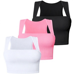 Camiseta sin mangas acanalada con cuello cuadrado y logotipo personalizado para mujer – Informal para verano, actividades al aire libre y oficina, corte ajustado, tela suave y elástica - Product Image 1