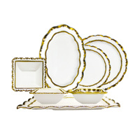 Assiettes à dîner en céramique dorées de style européen avec motif de perles en relief, vente en gros de vaisselle pour mariages, vaisselle pour la maison