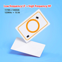 Carte RFID à double puce hybride, impression personnalisée, carte RFID à double fréquence LF + HF IC/ID, carte vierge en PVC composite