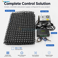 Écran LED flexible en maille P25 personnalisé 2x4m, IP68, transparent pour extérieur, façade média, CRI 90 élevé, contrôle DMX512 pour la construction de scènes