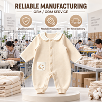 Combinaison simple pour enfants à manches longues, 3 couches matelassées, couche d'air, lavable, écologique, unisexe, motif personnalisé, OEM, vêtements de détente pour bébé en coton