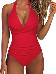 2025 Sexy Cross V Neck Solid Pattern 1 pièce Bikini Offre Spéciale Beachwear - Product Image 4