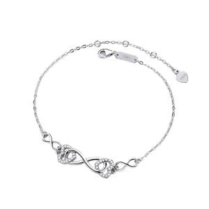 New Trendy Vintage Gold Plated Double Zircon Heart Charm Bracelet Sterling Silver <b>Initial</b> 8 Cross Design for Women Gift - Product Image 2