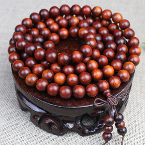 Indian Rosewood 108 Beads Buddhist Prayer <b>Bracelet</b> High Density Blood <b>Red</b> Unisex Religious Jewelry Collectible - Product Image 2