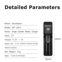 Double pow UK03 batterie Rechargeable au Lithium 3.7V à fente unique, cellule, chargeur USB intelligent à Charge rapide, accessoires de batterie Ce 5W