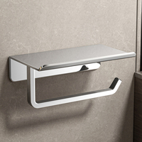 Porte-papier toilette mural TOMU Home, finition chrome satiné brossé, plaque en acier inoxydable SUS 304, design moderne, auto-adhésif, forme carrée