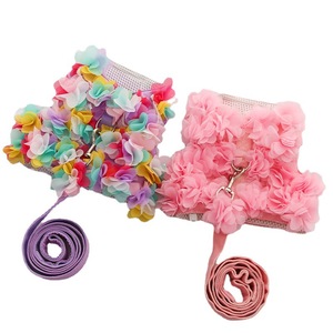 Weiwang <b>Pet</b> <b>Harness</b> With 3D Flower Design Adjustable Breathable For Small Medium Dogs Cat Walking Rope Spring Summer Autumn Use - Product Image 5
