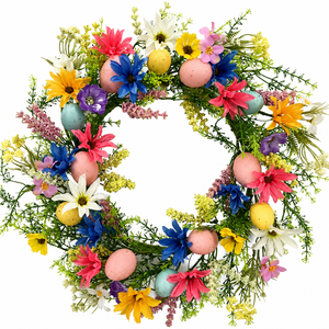 Ghirlanda Pasquale con Uova Pastello Maculate Rosa Turchese Giallo Verde, Ghirlanda Primaverile per Porta d'Ingresso o Decorazione da Parete - Product Image 6