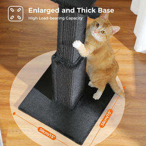 Rascador Grande para Gatos de 32 Pulgadas de Alto, Rascador Negro para Gatos Adultos de Interior, Rascador Definitivo con Sisal Tejido - Product Image 5