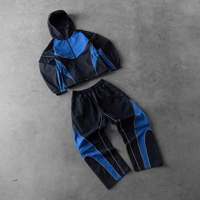 Conjunto Deportivo de 2 Piezas con Pantalones Desmontables, Chaqueta Cortavientos de Nailon Ligero y Transpirable con Diseño de Parches para Hombre