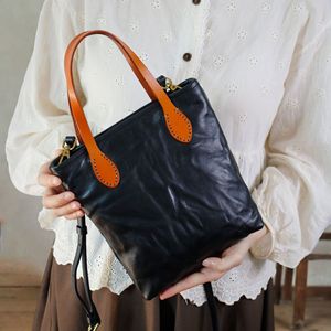 Nasman Vintage Genuine Leather Mini Tote <b>Bag</b> Black Zipper Closure Everyday Use Women's Handbag Crossbody <b>Bag</b> - Product Image 1