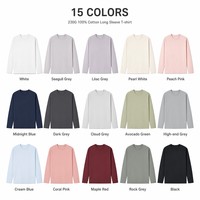 Camiseta de manga larga 230G 100% algodón peinado de alta densidad, venta al por mayor, logotipo personalizado para eventos y aficionados