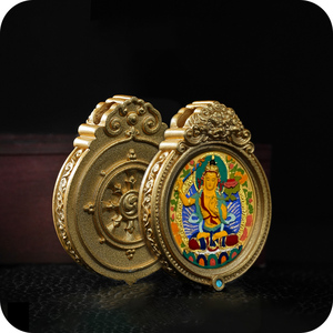 Statua di <span class=keywords><strong>Buddha</strong></span> su misura in ottone che pulisce la scatola di pittura in stile Moyun buddhismo rotondo negozio di ornamenti religiosi - Product Image 1