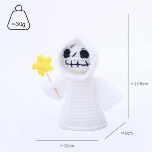 IStapromo Gifts Poupée squelette d'Halloween au crochet fait main, mini figurine noire à capuche, joli ornement de fête, cadeau décoratif - Product Image 5