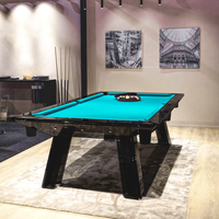Mesa de billar de vidrio de 8 pies con tapa de comedor, conversión de ping pong, bolas de fieltro, luces para uso en interiores del hogar, diseño moderno de buena calidad