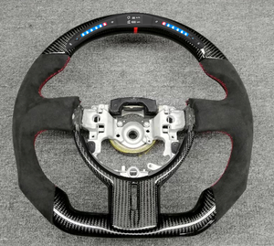 Volant en fibre de carbone en forme de D de 380 mm personnalisé par l'usine YLC, surpiqûres en cuir rouge, pièces automobiles pour <span class=keywords><strong>Toyota</strong></span> AE86 Subaru BRZ FRS <span class=keywords><strong>GT</strong></span> - Product Image 2
