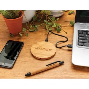 Chargeur sans fil 5W en bambou, gadgets écologiques - Product Image 3