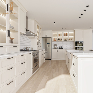 Элитный модульный кухонный гарнитур в американском стиле RTA: белые шкафы Shaker, современные, из смолы/мрамора/ламината, с краном, полностью меламиновый комплект - Product Image 2