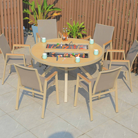 Ensemble de salle à manger extérieur moderne en aluminium durable, 6 places, pour parc, hôtel, salle de sport, confortable, empilable, portable