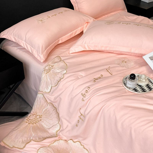 European Style Smooth Summer Quilt Set 4pcs Skin-Friendly Summer Bedding Set Bed <b>Sheet</b> for Home Use Wholesale Compras - Product Image 3