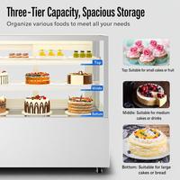 Refrigerador Comercial de Mostrador con Cuatro Puertas Curvas Traseras Deslizantes, Exhibidor de Pasteles de Una Sola Temperatura con Pantalla Digital LED