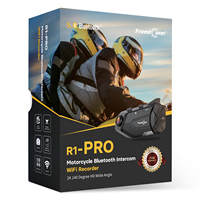 Intercom de casque Bluetooth FreedConn R1 PRO avec caméra 2K, communication moto WiFi pilote-pilote sur 1000 m