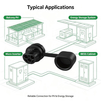 Connecteur Circulaire Étanche 50A 300V PA66, Prise Femelle pour Câble Alimentation et Signal Combinés, Idéal pour Énergie Solaire de Balcon