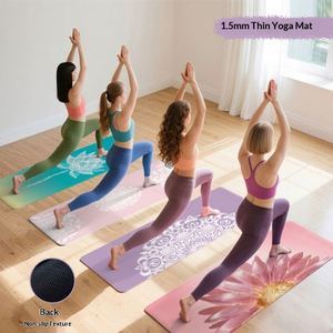 Tapis de yoga portable et antidérapant en caoutchouc naturel, ultra-fin de 1,5 mm, en polaire de daim, pliable, pour le sport en extérieur et les voyages - Product Image 1