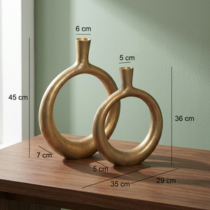 Curated Pick Modern Tabletop <b>Vase</b> <b>Gold</b> Finish Handmade Decorative Planter 39cm and 31cm Height Oval Shape - Product Image 6