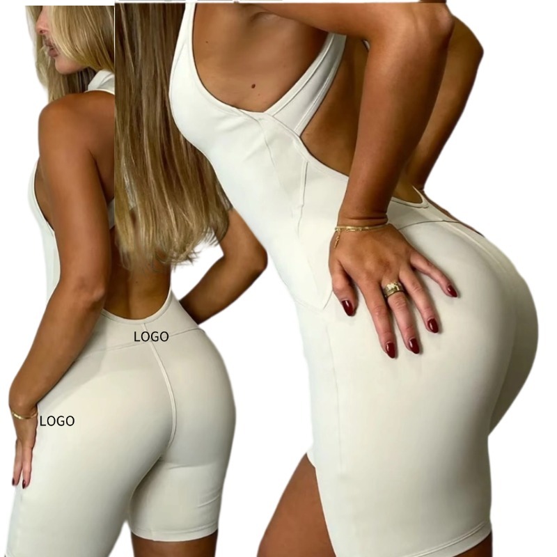 2024 Summer Custom Gym Fitness Set One Piece Yoga Wear Front Zipper Sportswear One Piece Women Plus Size Jumpsuit And Rompers