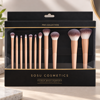 Boîte d'emballage personnalisée pour pinceaux cosmétiques avec fenêtre transparente et trou de suspension, en carton imprimé, pour présentoir de pinceaux de maquillage en vente au détail