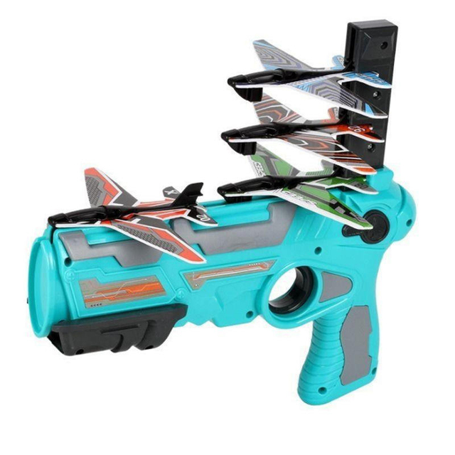 Outdoor Children Glider Flight Flying Foam Airplane Shoot Gun Toys Kids Airplane Launcher Toys Gun