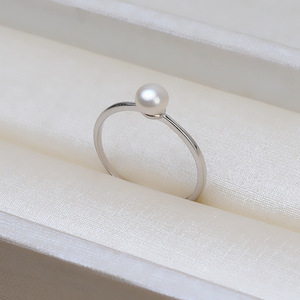 S925 <b>Silver</b> Open Ring Female Living Ring Adjustable Simple 5-8 Pearl DIY Accessories Empty Tray Semi Findings Components - Product Image 4