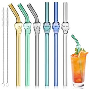 Pailles en verre personnalisables, écologiques et réutilisables, avec motifs, ensemble de 2+1 pailles en verre borosilicate - Product Image 1