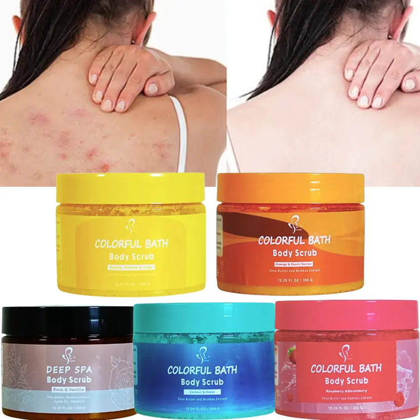 Private Label Wholesale Organic Body Scrub Set Vegan Exfoilating Skin Care Whitening Brightening Bulk Sugar Body Scrub