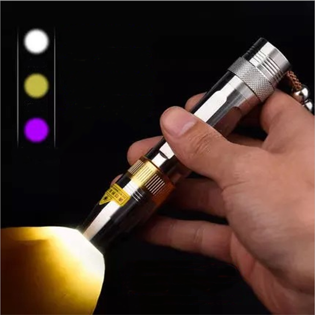 LED 3 in 1 Light Source Jade and Jewelry Appraisal Flashlight 365NM Ultraviolet Gemstone Jade Beeswax Detector Purple Light