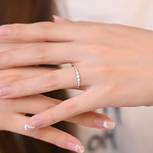 Anillo de Diseño Exclusivo, Joyería Fina, Oro Rosa Sólido de 18K, Anillo de Diamantes Naturales Reales, Conjunto de Joyería, Anillo Apilable para Mujer - Product Image 6