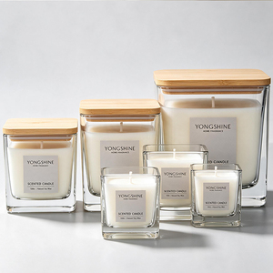 Recipiente de Vidro Transparente Premium para Velas, Superfície Lisa, Logotipo Personalizado, Frasco de Vela OEM, Recipiente Reutilizável e Ecológico - Product Image 1