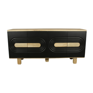 Modern Solid Mango Wood <b>Sideboard</b> Cabinet with Carved Design Eco-Friendly Modular Spacious Buffet <b>Storage</b> Unit for Dining Room - Product Image 1