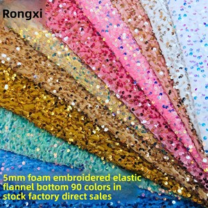 Stock 50-colore criptato 5mm <span class=keywords><strong>velluto</strong></span> paillettes ricamo 100% poliestere non tessuto scarpe abbigliamento donna e ragazzo - Product Image 1