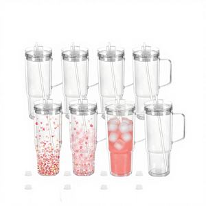 <strong>Wholesale</strong> Bulk Plastic Can Mugs 40oz Leakproof clear Double Wall Acrylic <strong>Snow</strong> <strong>Globe</strong> Tumblers with Handle for Beverages Juice - Product Image 1
